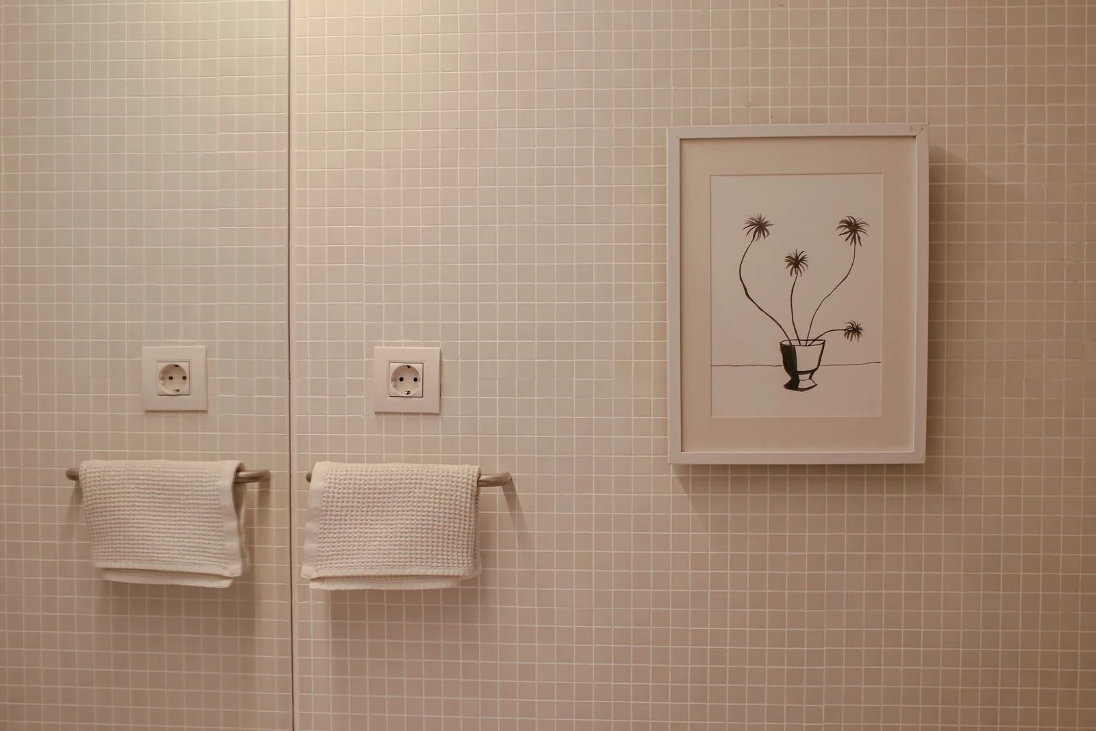 Towel rail and bathroom wall